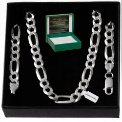 SREBRNY MĘSKI ŁAŃCUSZEK FIGARO 50cm/6,5mm + GRATIS