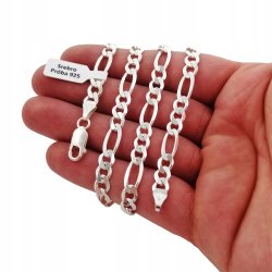 SREBRNY MĘSKI ŁAŃCUSZEK FIGARO 60cm/6,5mm + GRATIS