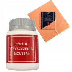 ZESTAW DO CZYSZCZENIA BIŻUTERII SREBRNEJ I ZŁOTEJ PŁYN + DUŻA ŚCIERECZKA
