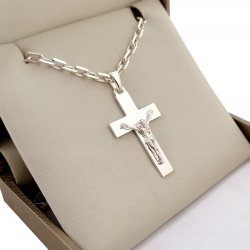 MĘSKI ŁAŃCUSZEK ANKIER Z KRZYŻYKIEM SREBRO PR. 925
