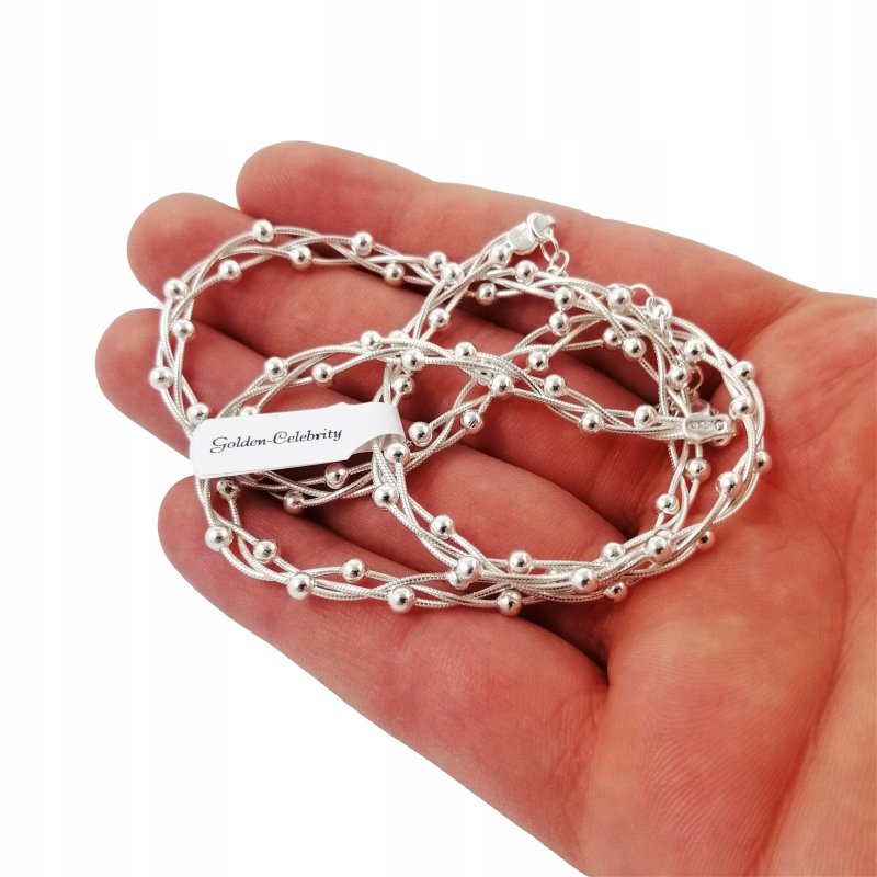 DAMSKI SREBRNY UNIKALNY ŁAŃCUSZEK KULECZKI PR. 925