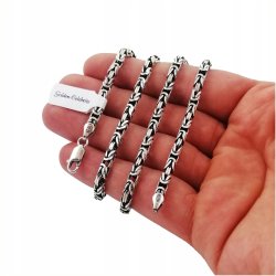 SREBRNY MĘSKI ŁAŃCUSZEK SPLOT KRÓLEWSKI PRÓBA 925 SREBRO OKSYDOWANE 3,5 MM