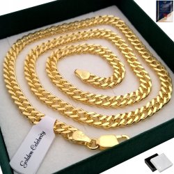 ZŁOTY ŁAŃCUSZEK MĘSKI ROMBO PRÓBA 925/585 55CM 14K ŁAŃCUSZEK RAMBO SREBRO