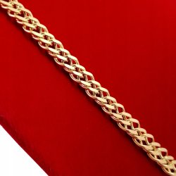 ZŁOTY ŁAŃCUSZEK MĘSKI ROMBO PRÓBA 925/585 55CM 14K ŁAŃCUSZEK RAMBO SREBRO