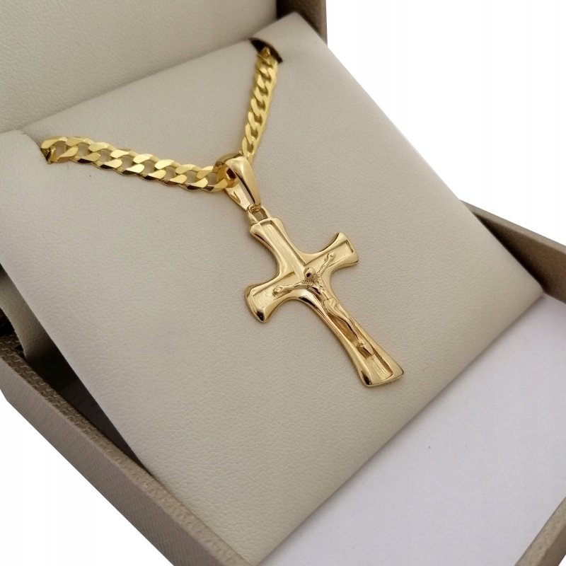 MĘSKI ZŁOTY ŁAŃCUSZEK PANCERKA+KRZYŻYK PR. 585 925