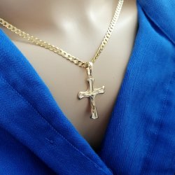 MĘSKI ZŁOTY ŁAŃCUSZEK PANCERKA+KRZYŻYK PR. 585 925