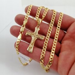 MĘSKI ZŁOTY ŁAŃCUSZEK PANCERKA+KRZYŻYK PR. 585 925