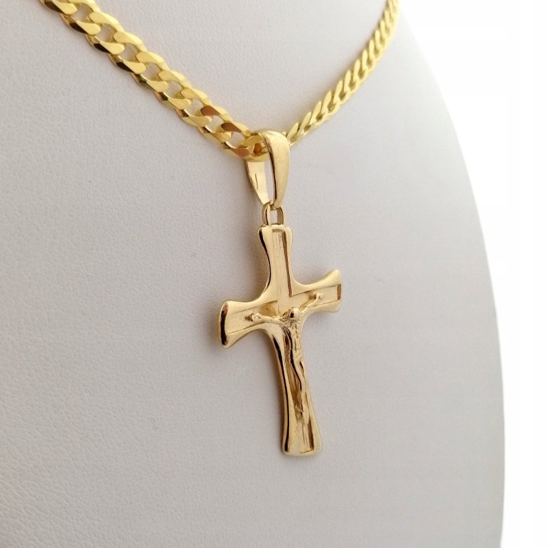 MĘSKI ZŁOTY ŁAŃCUSZEK PANCERKA+KRZYŻYK PR. 585 925