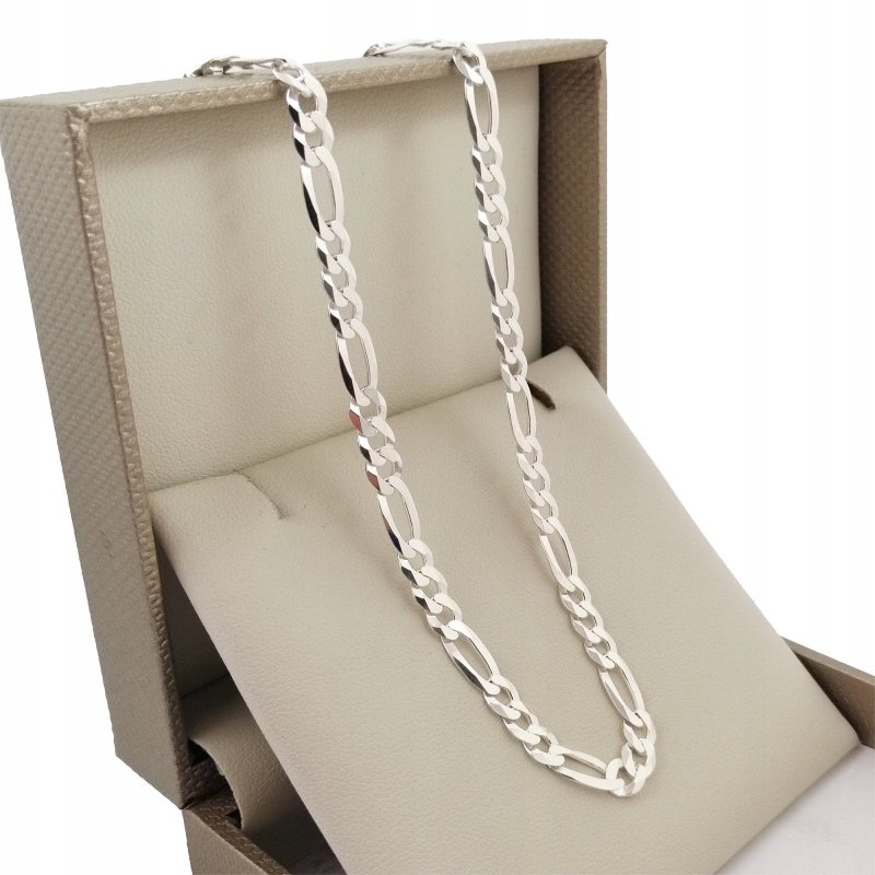 SREBRNY ŁAŃCUSZEK FIGARO 60cm/5,3mm pr. 925+GRATIS
