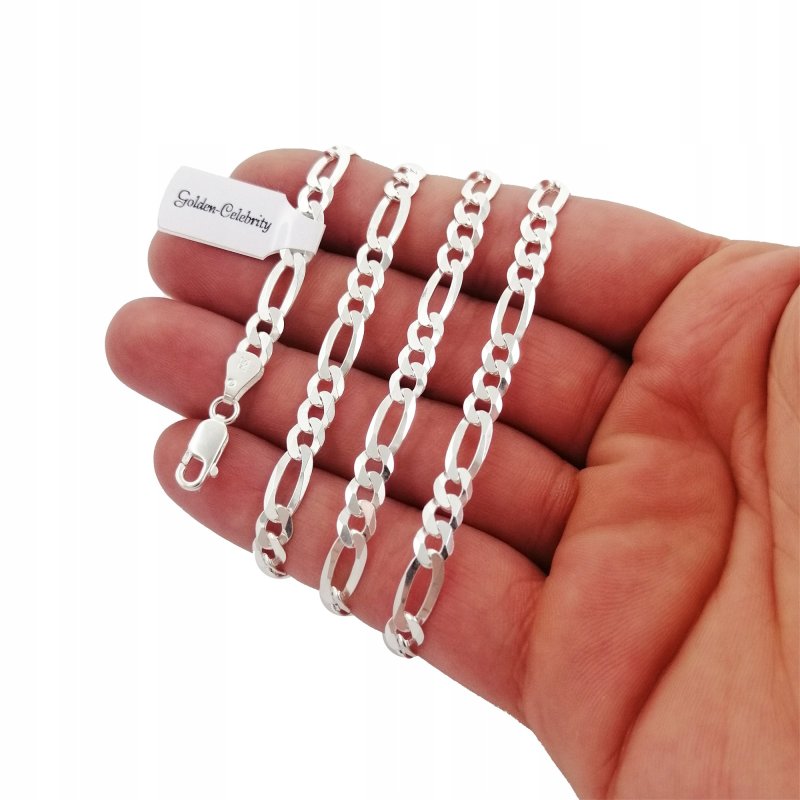 SREBRNY ŁAŃCUSZEK FIGARO 60cm/5,3mm pr. 925+GRATIS