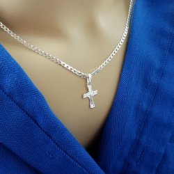 SREBRNY ŁAŃCUSZEK PANCERKA+KRZYŻYK PR. 925 PREZENT