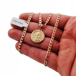 ZŁOTY ŁAŃCUSZEK PANCERKA+MATKA BOSKA 18K 60CM 3MM