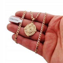 ZŁOTY ŁAŃCUSZEK PANCERKA+MATKA BOSKA 18K 60CM 3MM