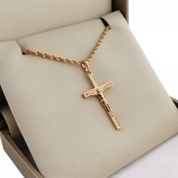 ZŁOTY ŁAŃCUSZEK SINGAPUR 45 CM + ZDOBIONY KRZYŻYK