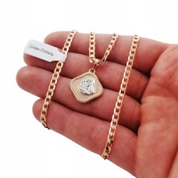 ZŁOTY ŁAŃCUSZEK PANCERKA+MATKA BOSKA 18K 60CM 3MM