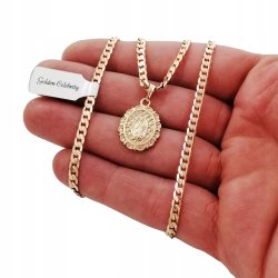 ZŁOTY ŁAŃCUSZEK PANCERKA+MATKA BOSKA 18K 55CM 3MM