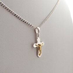 DAMSKI SREBRNY ŁAŃCUSZEK PANCERKA+KRZYŻYK PR. 925