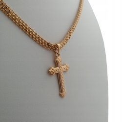 ZŁOTY ŁAŃCUSZEK BISMARK + KRZYŻ 60CM 4,5MM PREZENT