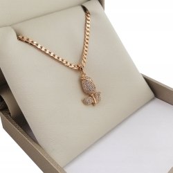 ZŁOTY ŁAŃCUSZEK PANCERKA + RÓŻA 45CM 3MM PREZENT