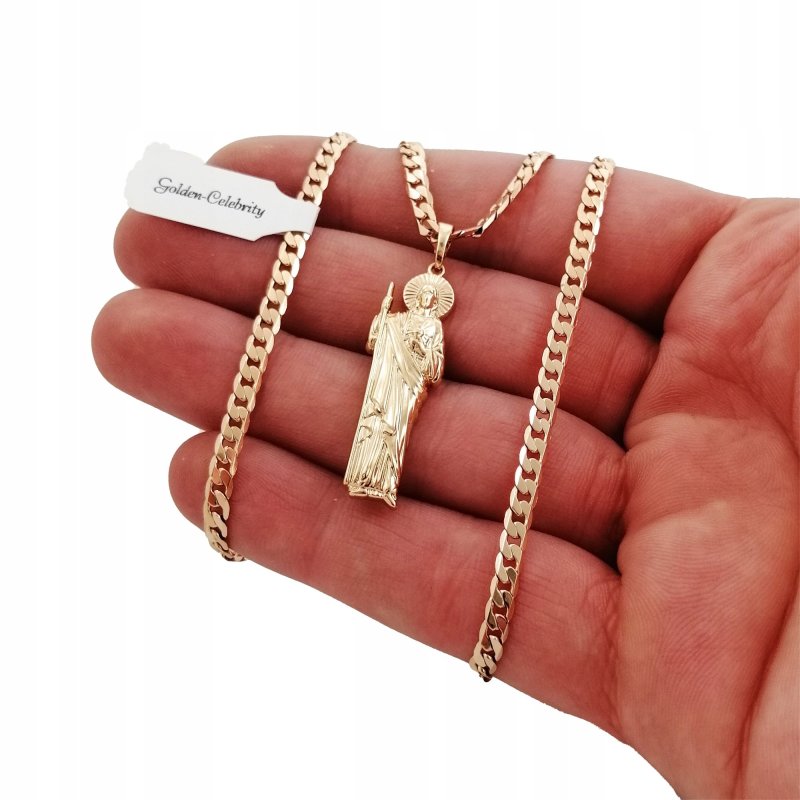 ZŁOTY ŁAŃCUSZEK PANCERKA + POSTAĆ JEZUSA 60CM 3MM