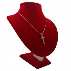 ZŁOTY ŁAŃCUSZEK ŻMIJKA+KRZYŻYK CYRKONIE 18K 60CM
