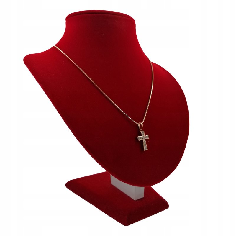 ZŁOTY ŁAŃCUSZEK ŻMIJKA 60CM KRZYŻYK CYRKONIE 18K