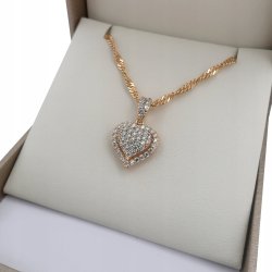 ZŁOTY NASZYJNIK + KRYSZTAŁOWE SERCE 18K 55CM 3MM