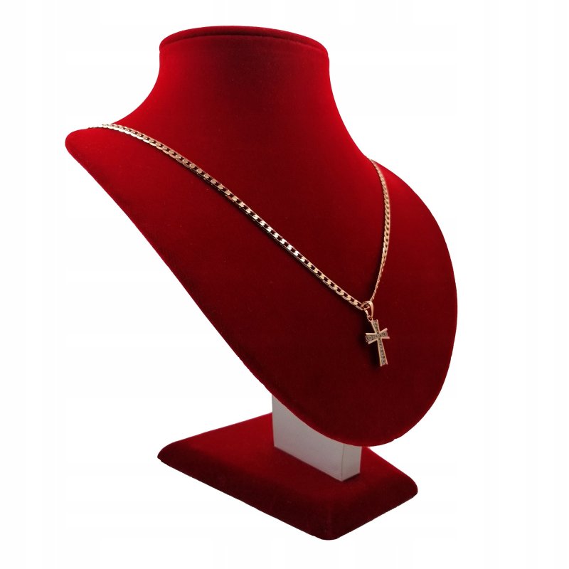ZŁOTY ŁAŃCUSZEK PANCERKA + KRZYŻYK 18K DAMSKI 50CM