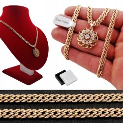 ZŁOTY ŁAŃCUSZEK PANCERKA + KRZYŻYK 18K DAMSKI 50CM