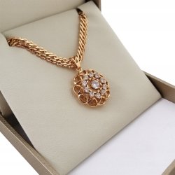 ZŁOTY ŁAŃCUSZEK PANCERKA + KRZYŻYK 18K DAMSKI 50CM