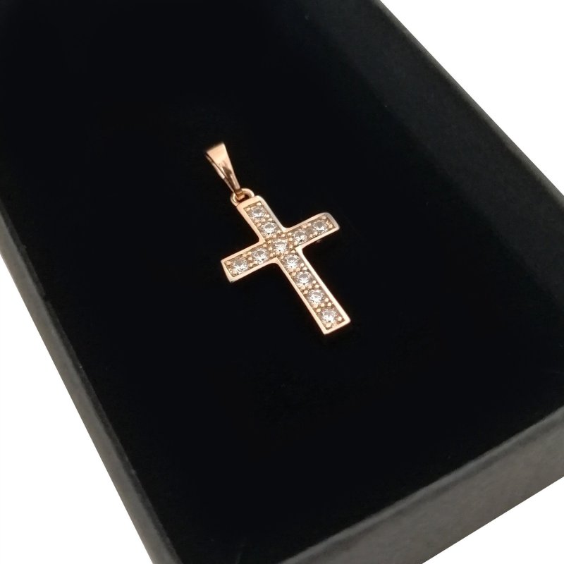 ZŁOTA ZAWIESZKA KRZYŻYK Z KRYSZTAŁKAMI 18K PREZENT