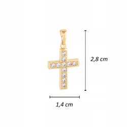 ZŁOTA ZAWIESZKA KRZYŻYK Z KRYSZTAŁKAMI 18K PREZENT