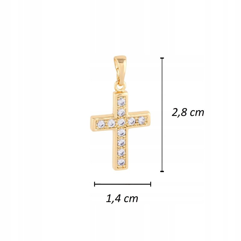 ZŁOTA ZAWIESZKA KRZYŻYK Z KRYSZTAŁKAMI 18K PREZENT