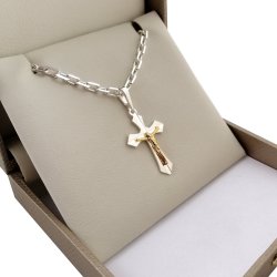 SREBRNY ŁAŃCUSZEK ANKIER + KRZYŻYK PR. 925 PREZENT