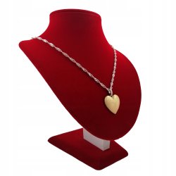 SREBRNY ŁAŃCUSZEK SINGAPUR+SERCE 45CM PREZENT 925