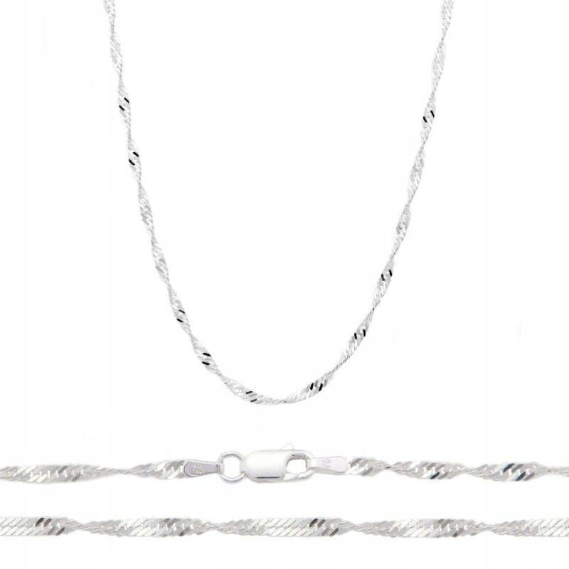 PIĘKNY SREBRNY ŁAŃCUSZEK SINGAPUR 50CM 3MM PR. 925