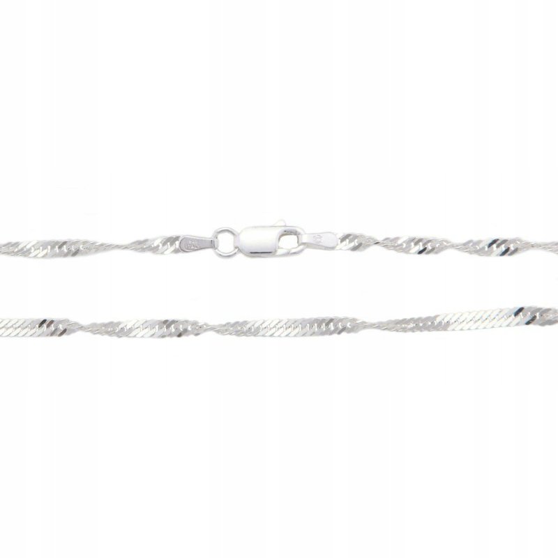 PIĘKNY SREBRNY ŁAŃCUSZEK SINGAPUR 50CM 3MM PR. 925