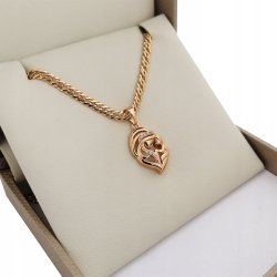 ZŁOTY ŁAŃCUSZEK ROMBO + SOWA Z KRYSZTAŁKAMI 18K