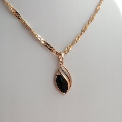 ZŁOTY NASZYJNIK CZARNY KRYSZTAŁ 18K 50 CM PREZENT