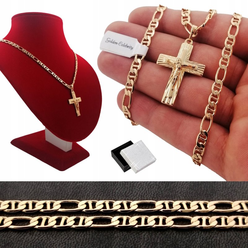 ZŁOTY ŁAŃCUSZEK GUCCI 50CM 5MM + KRZYŻYK PREZENT