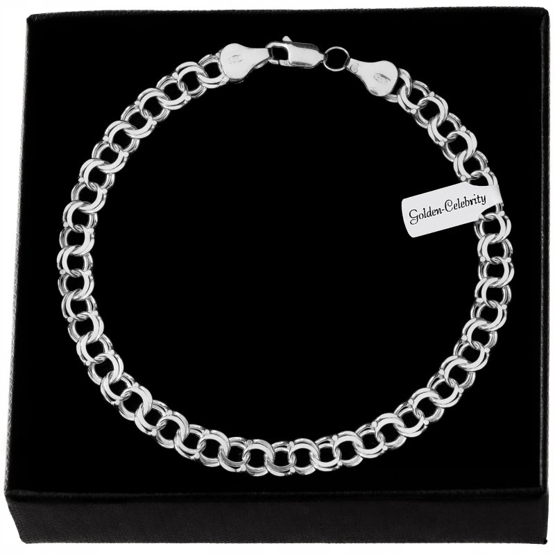 BRANSOLETA SREBRNA MĘSKA GARIBALDI 21cm/6mm PREZENT NA 18 URODZINY + GRATIS