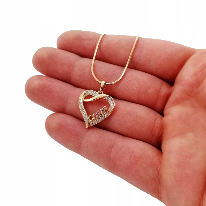 ZŁOTY NASZYJNIK SERCE LOVE 18K PREZENT 35CM