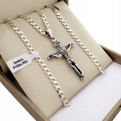 SREBRNY ŁAŃCUSZEK PANCERKA+KRZYŻYK PR. 925 PREZENT