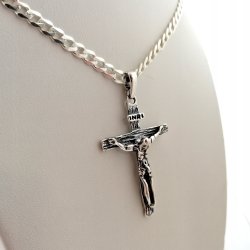 SREBRNY ŁAŃCUSZEK PANCERKA+KRZYŻYK PR. 925 PREZENT