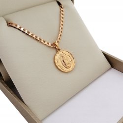 ZŁOTY ŁAŃCUSZEK PANCERKA+MATKA BOSKA 18K 55CM 3MM PREZENT DLA BABCI MAMY