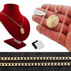ZŁOTY ŁAŃCUSZEK PANCERKA+MATKA BOSKA 18K 45cm PREZENT DLA NIEJ I DLA NIEGO