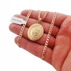 ZŁOTY ŁAŃCUSZEK PANCERKA+MATKA BOSKA 18K 45cm PREZENT DLA NIEJ I DLA NIEGO