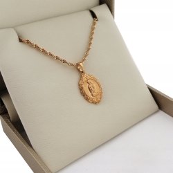 ZŁOTY ŁACUSZEK 45 CM+MEDALIK MATKA BOSKA PREZENT DLA NIEJ PRZYJACIÓŁKI 18K