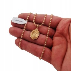ZŁOTY ŁACUSZEK 45 CM+MEDALIK MATKA BOSKA PREZENT DLA NIEJ PRZYJACIÓŁKI 18K