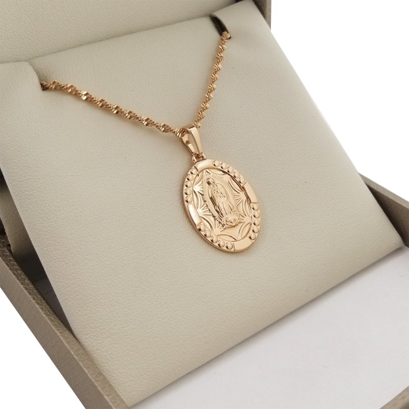ZŁOTY ŁAŃCUSZEK 35CM+MATKA BOSKA PREZENT NA CHRZEST KOMUNIE DLA DZIECKA 18K